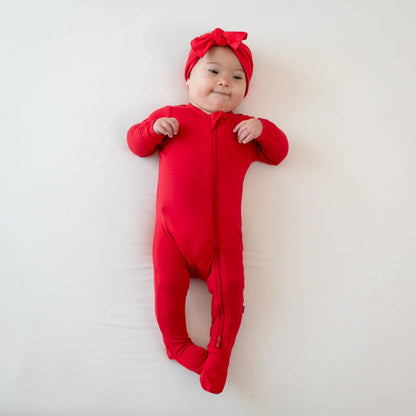 Zippered Footie in Cardinal