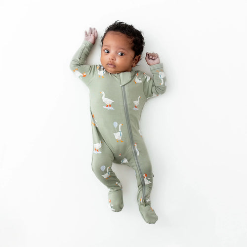 Zippered Footie in Silly Goose