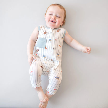 Zippered Sleeveless Romper in Home Run