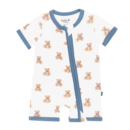 Zippered Shortall Romper in Teddy Bear