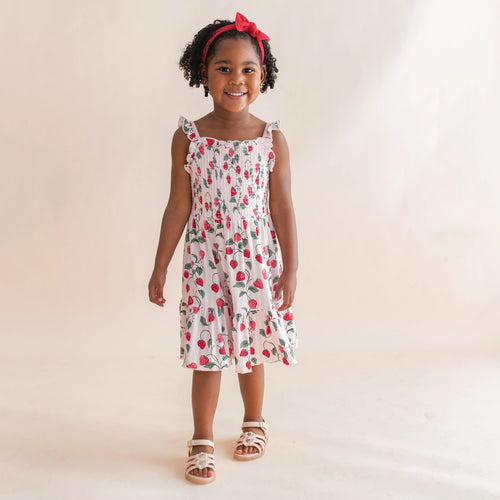 Smocked Dress in Strawberry Fields