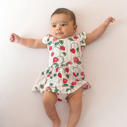 Twirl Bodysuit Dress in Strawberry Fields
