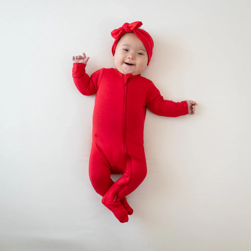 Zippered Footie in Cardinal