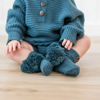 Knit Booties in Atlantic