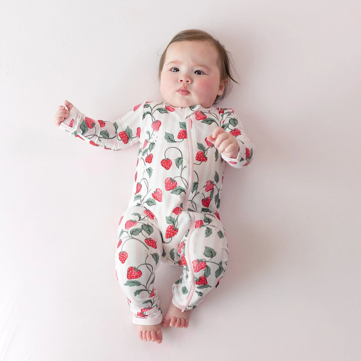 Zippered Romper in Strawberry Fields