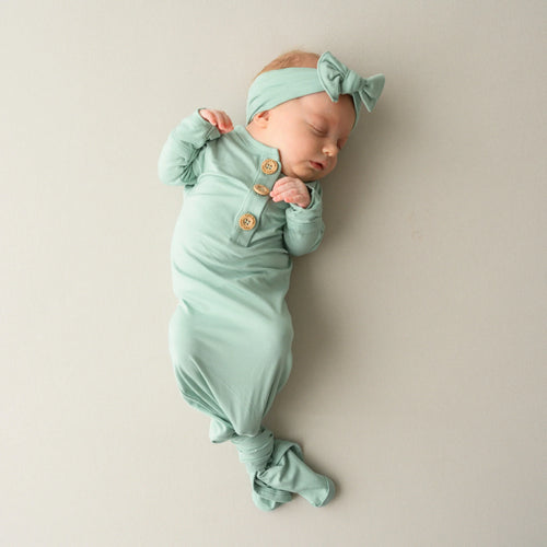 Knotted Gown with Bow Set in Sage