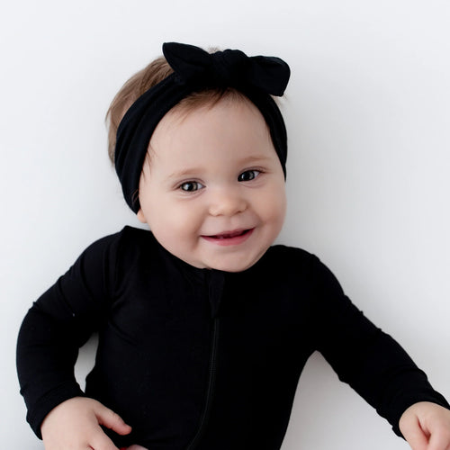 Knotted Bow Headband in Midnight