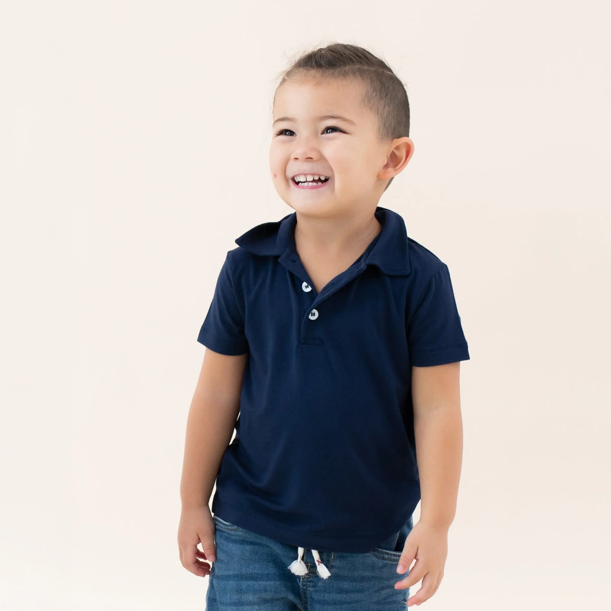 Toddler Short Sleeve Polo in Navy