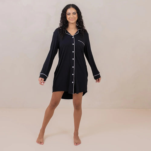 Long Sleeve Women’s Nightshirt in Midnight